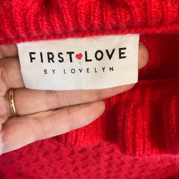 First Love Ruffled Red Sweater - Picture 3 of 5